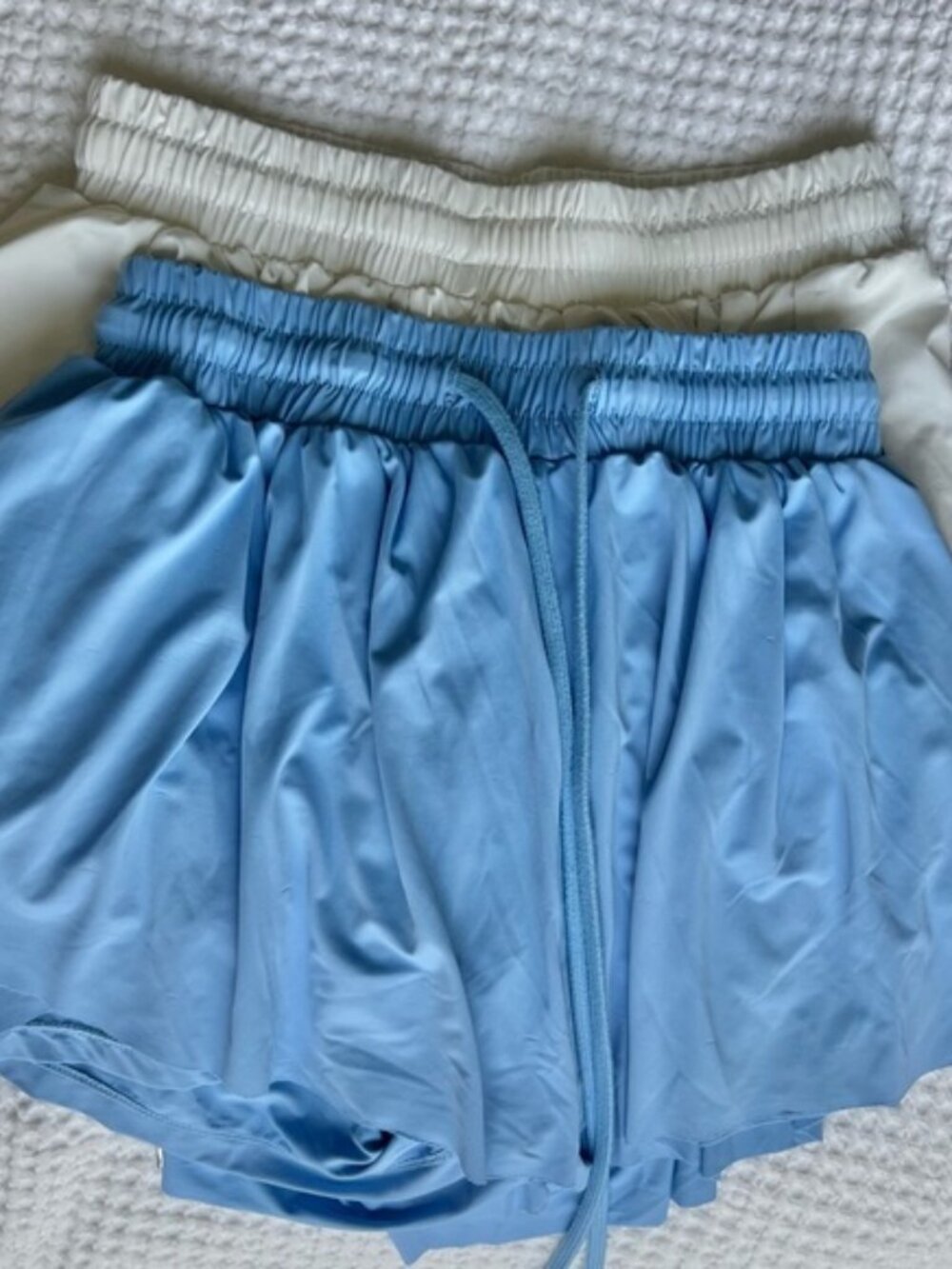 Amazon Women's Athletic Shorts in Blue and White